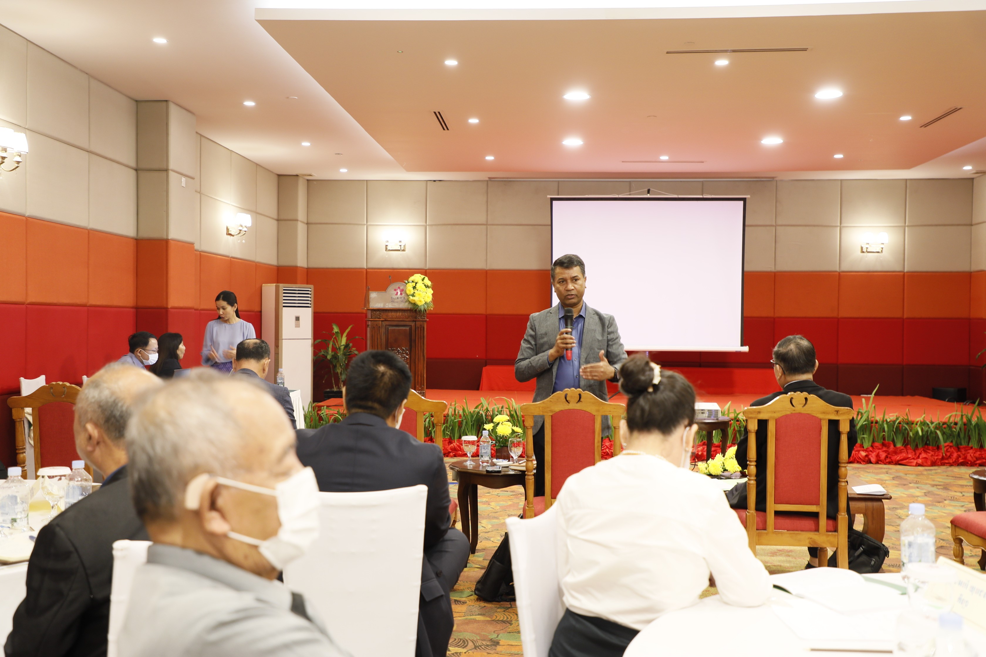 Tara Singh Bam speaking at the launch of Cambodia National Adults Tobacco Survey, held on 21 February in Phnom Penh