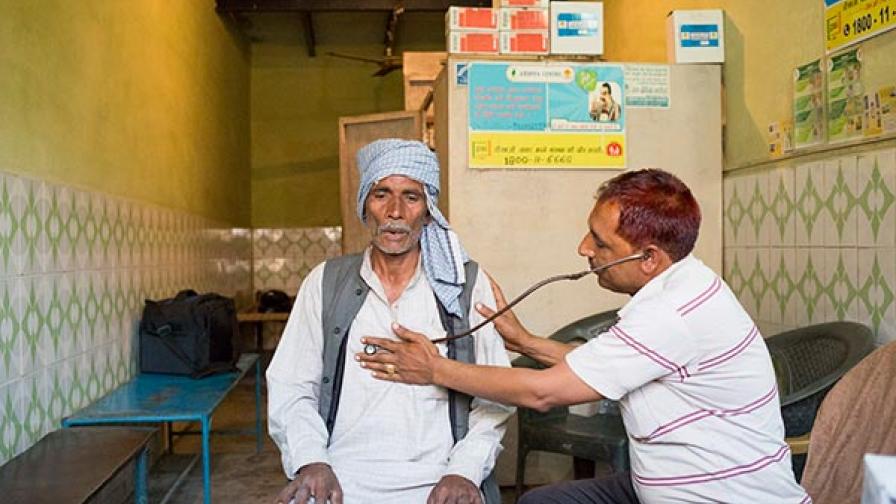 To improve TB services, Project Axshya has trained over 5,000 rural healthcare practitioners to diagnose and treat TB. Dr Bairaj works from a small clinic in the village of Datauli.