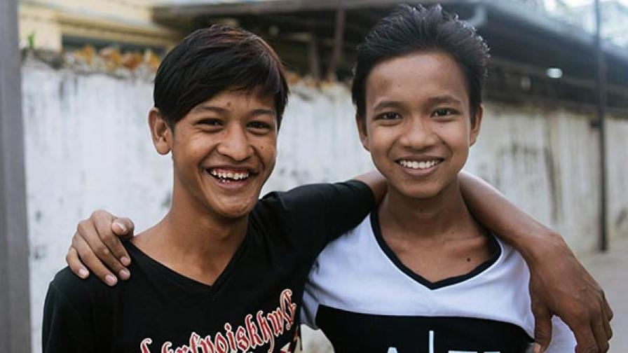 Hein Htet San (left), 18, leader of the new Young People Living with HIV Volunteer Network. He and 20 of his peers provide support for young people living with HIV through The Union’s IHC programme in Myanmar.
