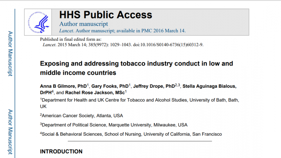 Preview of resource Exposing and addressing tobacco industry conduct in low and middle income countries