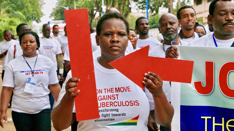 People marching against TB